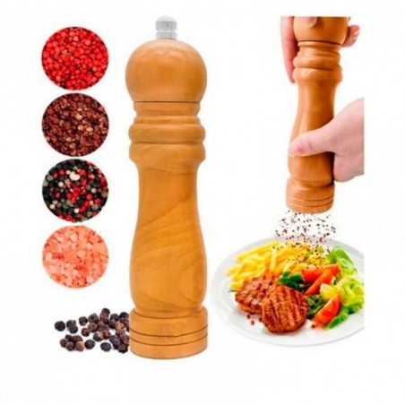 Moedor De Pimenta Sal Manual Triturador Em Madeira 14,5 Cm