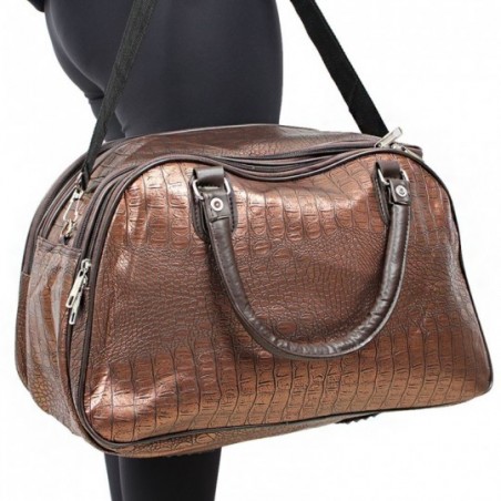 Mala Bolsa De Viagem Média Alça Dupla Textura Animal Print