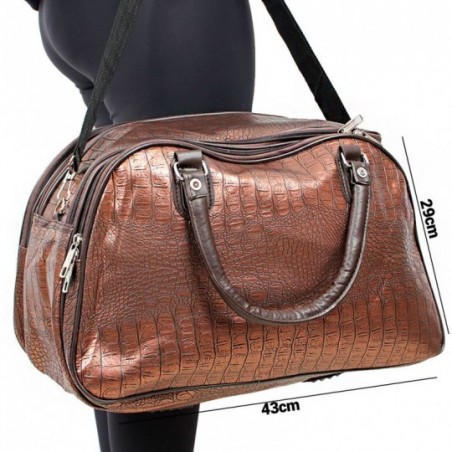 Mala Bolsa De Viagem Média Alça Dupla Textura Animal Print
