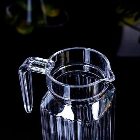 Jarra De Vidro 1100ML Texturizada Com Cabo Lateral E Tampa