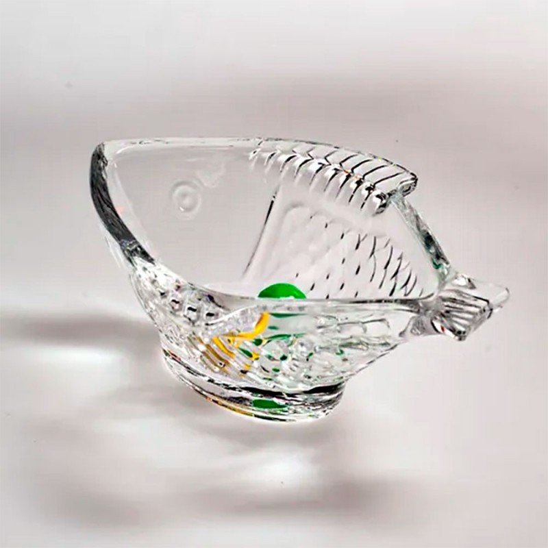 Petisqueira 360ml De Vidro Cristal Peixe 20cm