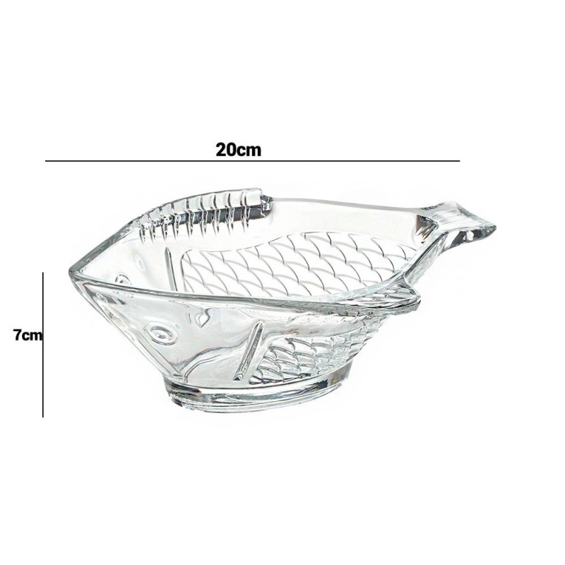 Petisqueira 360ml De Vidro Cristal Peixe 20cm