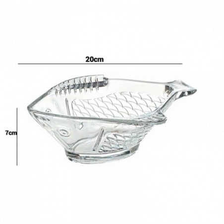 Petisqueira 360ml De Vidro Cristal Peixe 20cm