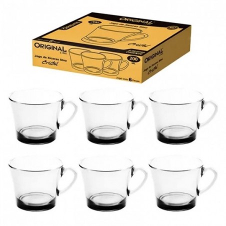 Conjunto De Xìcaras Sino 200 ML Jogo Com 6 Peças Em Cristal