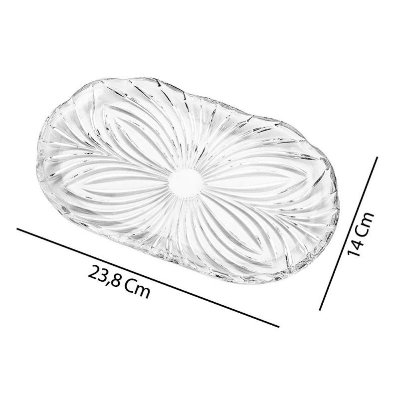 Bandeja Oval Cristal Alberta 23,8cm x 14cm De Vidro