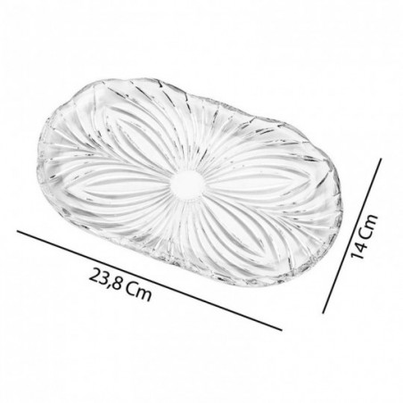 Bandeja Oval Cristal Alberta 23,8cm x 14cm De Vidro