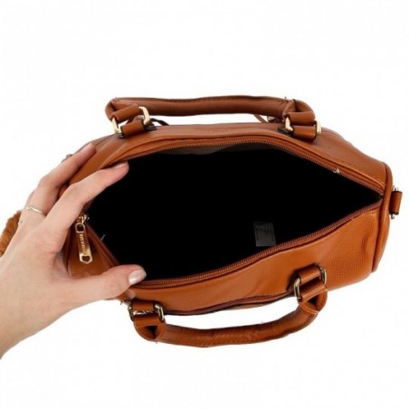 Bolsa Feminina Texturizada Com Alça Transversal E Zíper Frontal