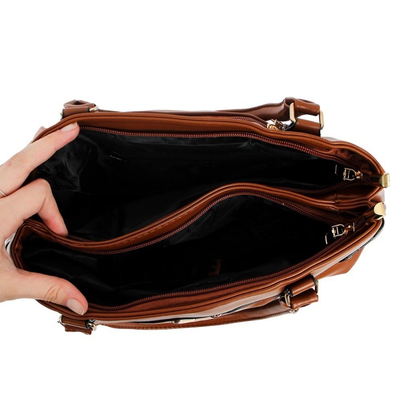 Bolsa Feminina Espaçosa Social Com Detalhe Em V 2 Divisórias