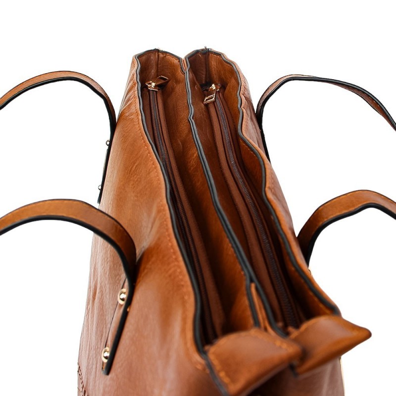 Bolsa De Ombro Feminina Detalhada Grande Com 2 Divisórias