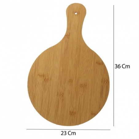 Tábua De Madeira Redonda Bambu 36cm x 23cm Para Petiscos