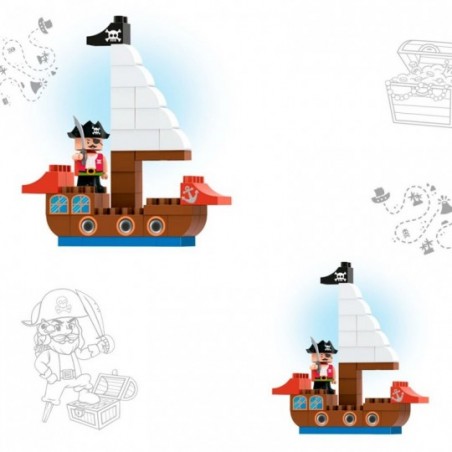Brinquedo Blocos De Montar Navio Pirata Adventure 40 Peças