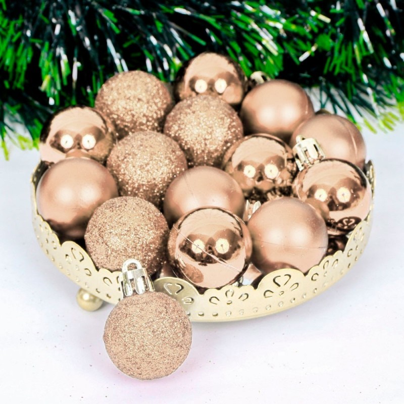 Kit Bola De Natal Mista 15 Peças Glitter Fosca Espelhada 3 Cm - Feira da Madrugada SP