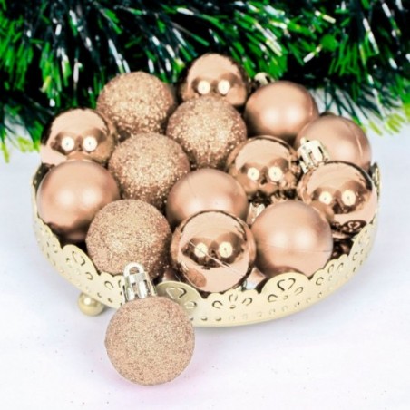 Kit Bola De Natal Mista 15 Peças Glitter Fosca Espelhada 3 Cm - Feira da Madrugada SP