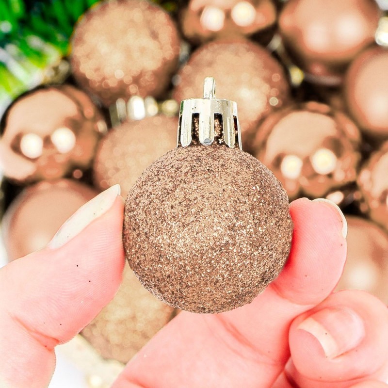 Kit Bola De Natal Mista 15 Peças Glitter Fosca Espelhada 3 Cm - Feira da Madrugada SP