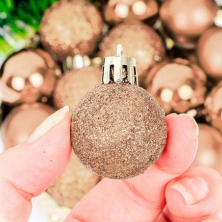 Kit Bola De Natal Mista 15 Peças Glitter Fosca Espelhada 3 Cm - Feira da Madrugada SP