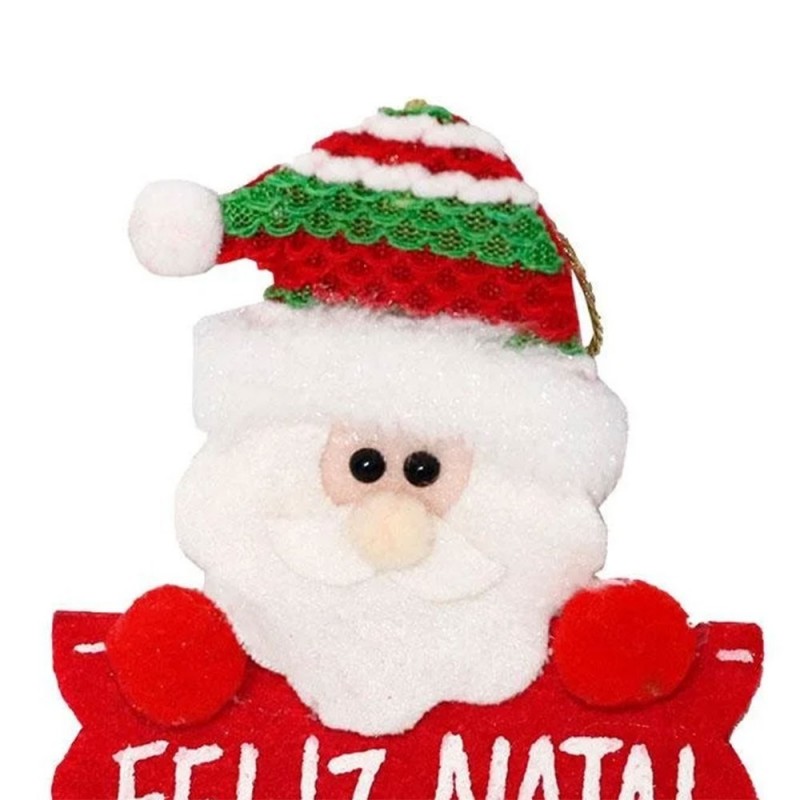 Enfeite Pendente Papai Noel Feliz Natal 10cm x 12cm