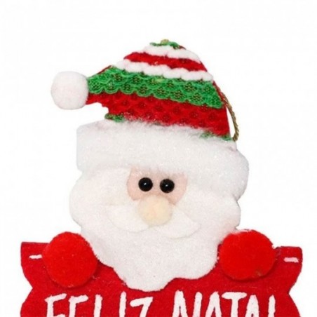 Enfeite Pendente Papai Noel Feliz Natal 10cm x 12cm