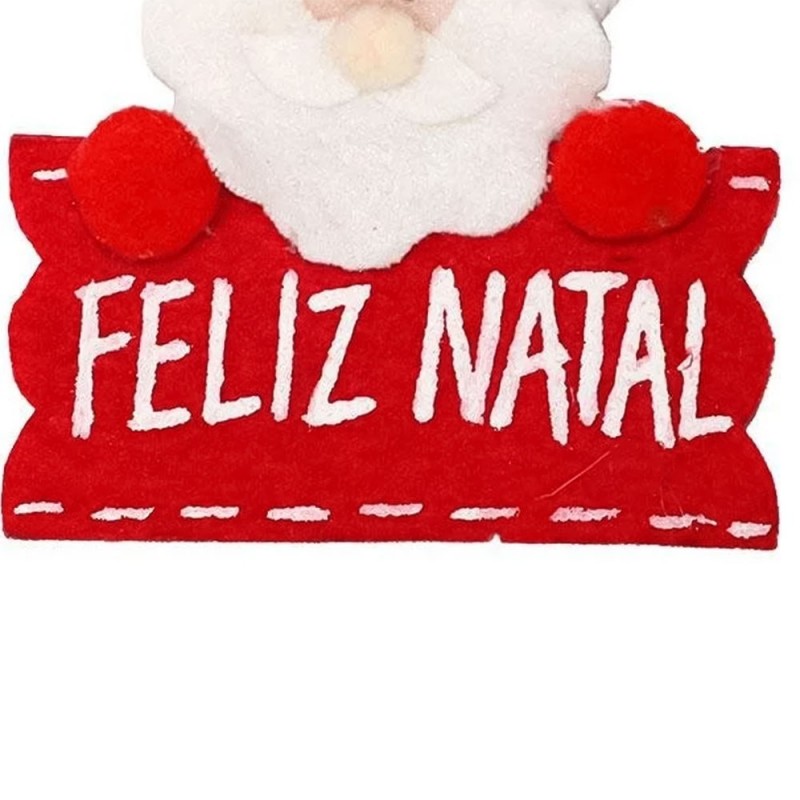 Enfeite Pendente Papai Noel Feliz Natal 10cm x 12cm