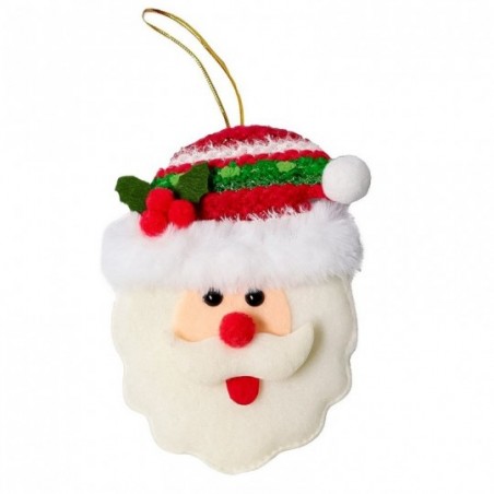 Pendente Cabeça Papai Noel Enfeite De Natal 14cm