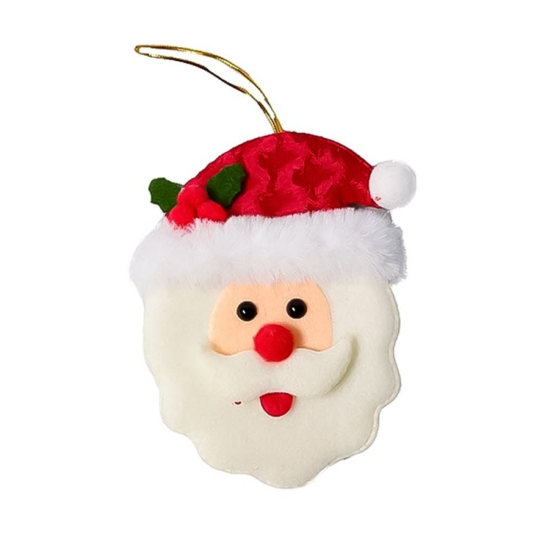 Pendente Cabeça Papai Noel Enfeite De Natal 14cm