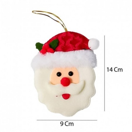 Pendente Cabeça Papai Noel Enfeite De Natal 14cm