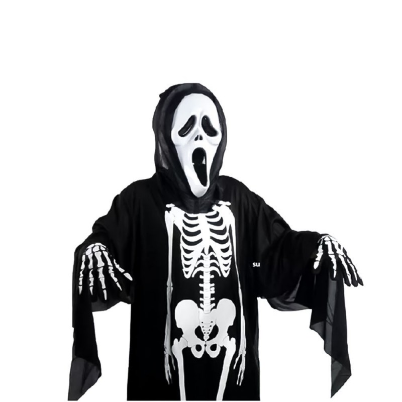 Fantasia De Esqueleto Para Halloween 80cm De Poliéster