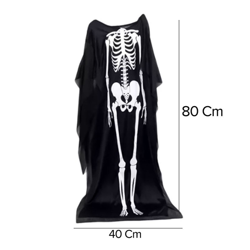 Fantasia De Esqueleto Para Halloween 80cm De Poliéster