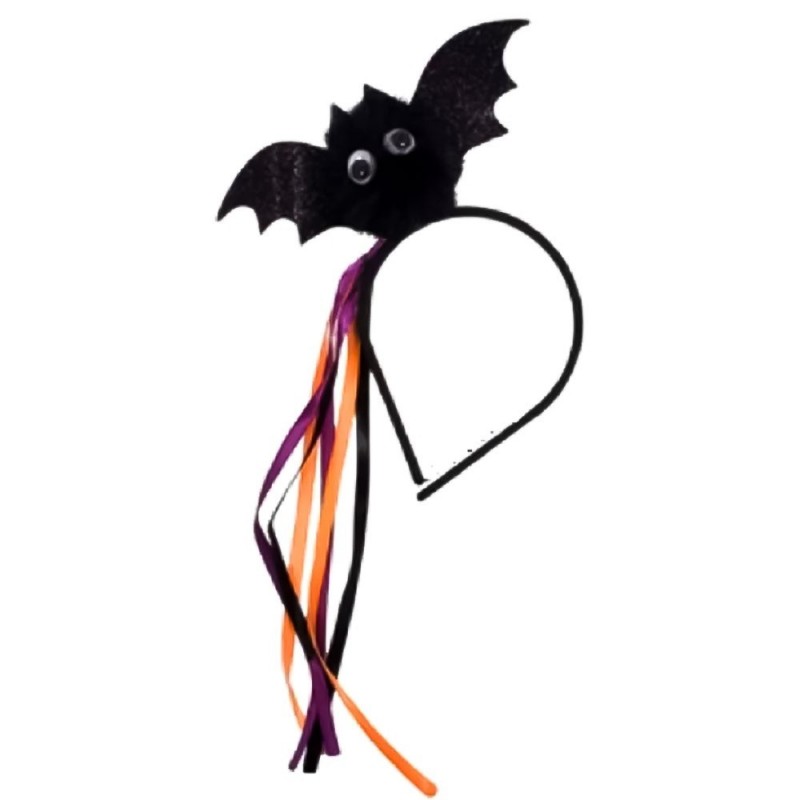 Tiara Com Morcego E Fitilhos Coloridos Halloween