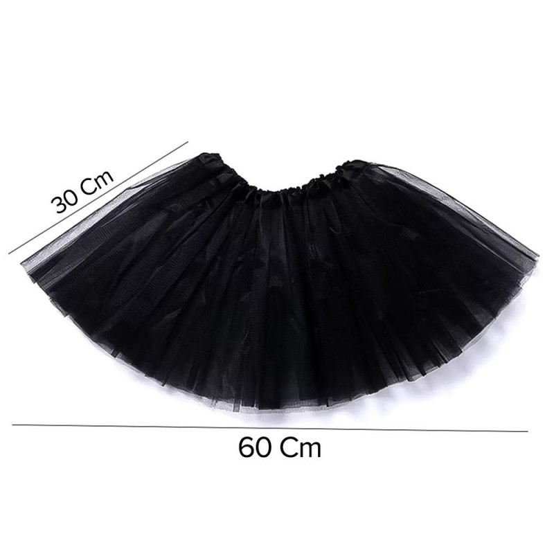 Saia Tutu 30cm De Tule Preta Acessório De Halloween