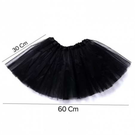 Saia Tutu 30cm De Tule Preta Acessório De Halloween