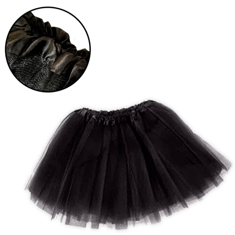 Saia Tutu 30cm De Tule Preta Acessório De Halloween