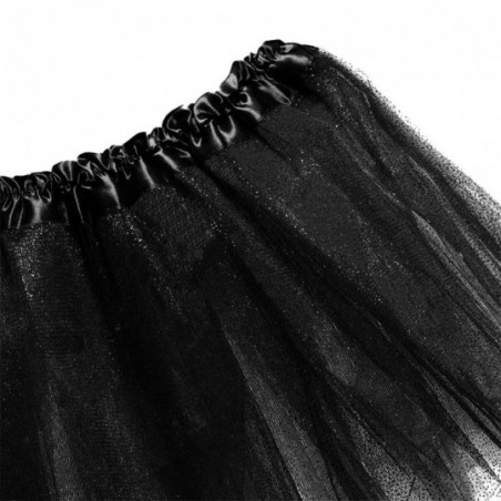 Saia Tutu 30cm De Tule Preta Acessório De Halloween