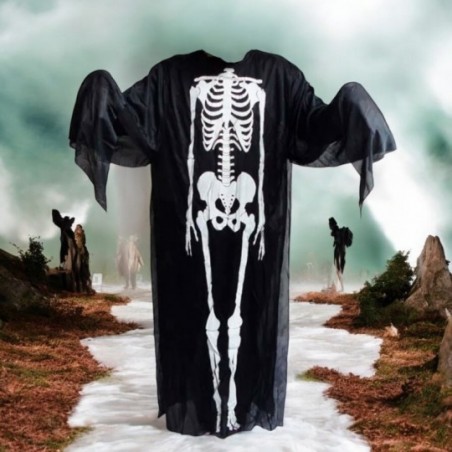 Fantasia De Esqueleto 120cm De Poliéster Para Halloween