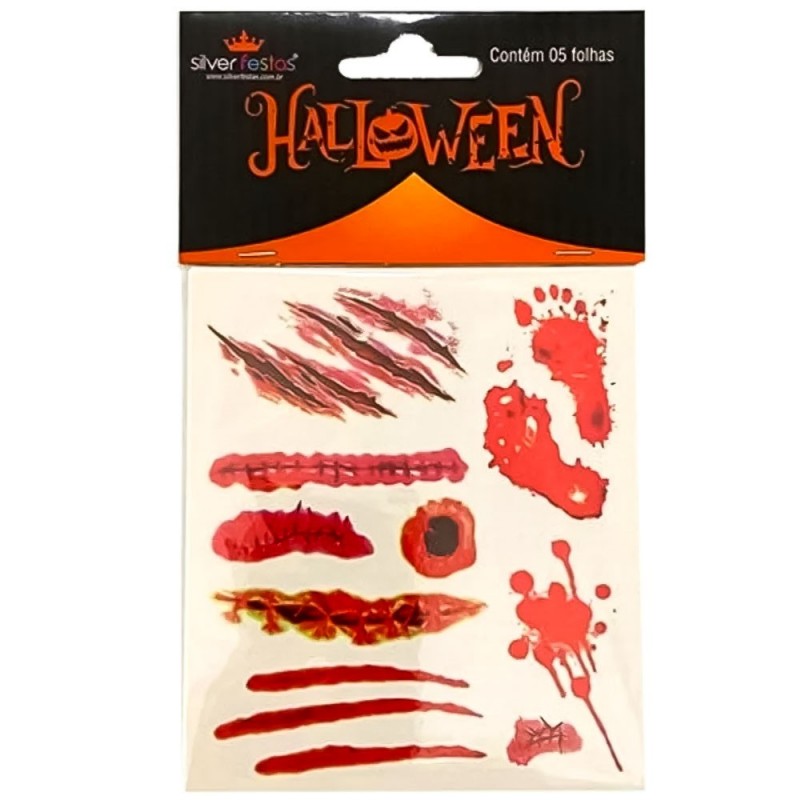 Cartela Kit De Tatuagem De Machucado Halloween