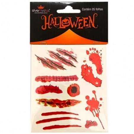 Cartela Kit De Tatuagem De Machucado Halloween