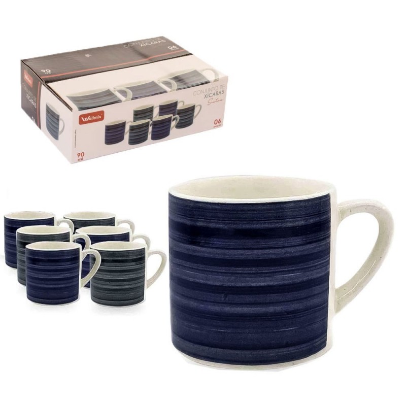 Conjunto Xícaras Café 6 Peças Cerâmica Sintra 90ml