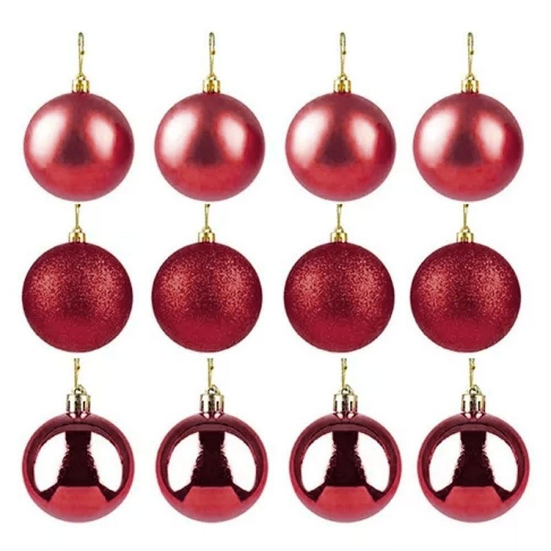 Kit 12 Bolas De Natal Lisa Fosca Glitter 5 Cm - Feira da Madrugada SP