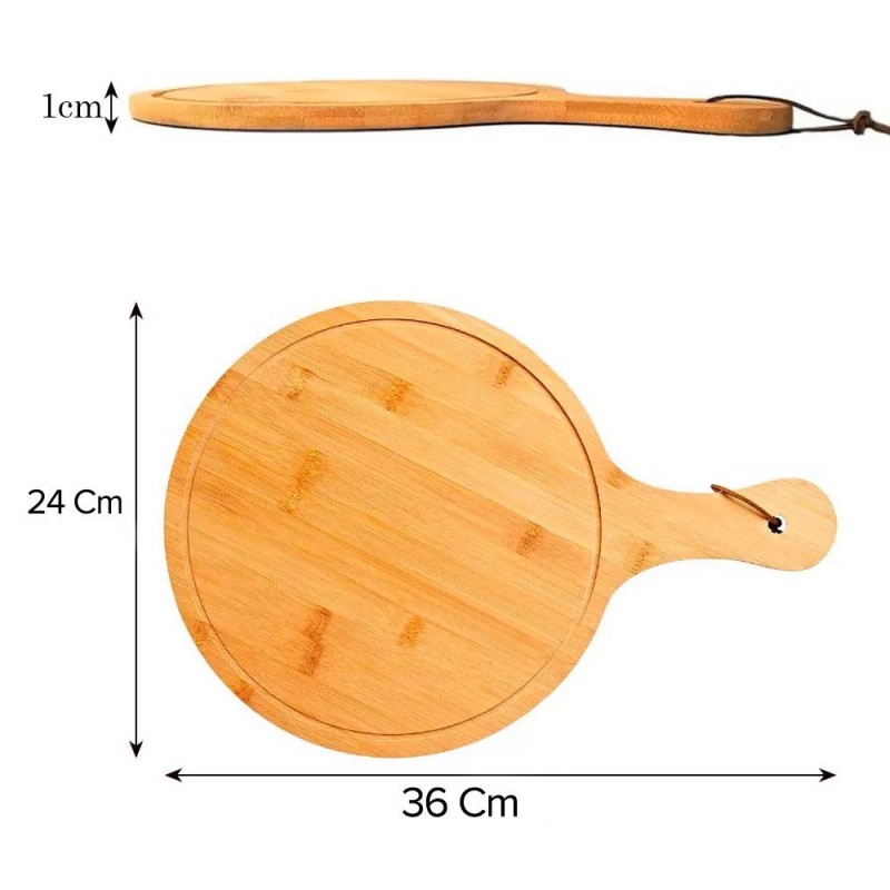 Tábua De Bambu Com Alça Servir Pizza E Churrasco