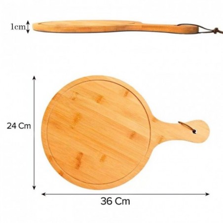 Tábua De Bambu Com Alça Servir Pizza E Churrasco