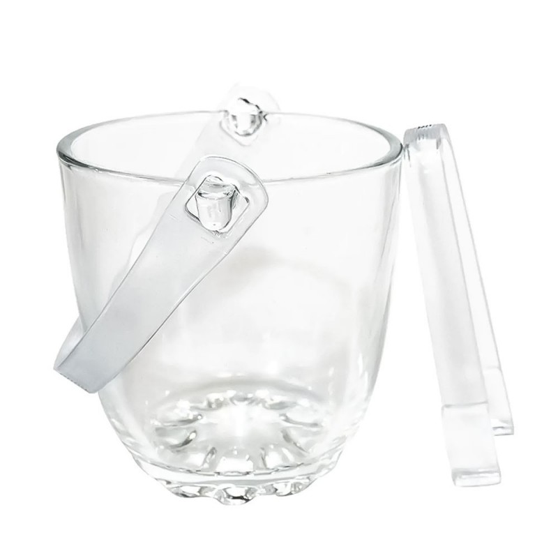 Balde Para Gelo De Vidro Com Alça E Pegador 825ml