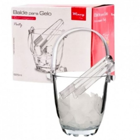 Balde Para Gelo De Vidro Com Alça E Pegador 825ml