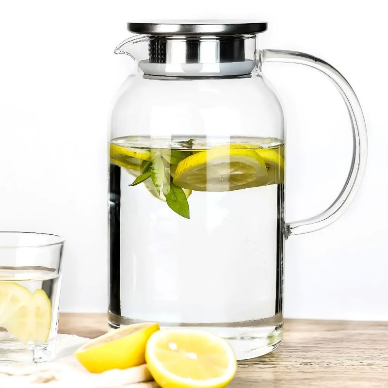 Jarra de Vidro Henry Com Tampa de Aço Inox 1,8L