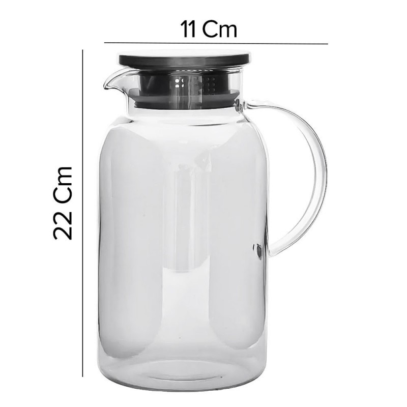Jarra de Vidro Henry Com Tampa de Aço Inox 1,8L