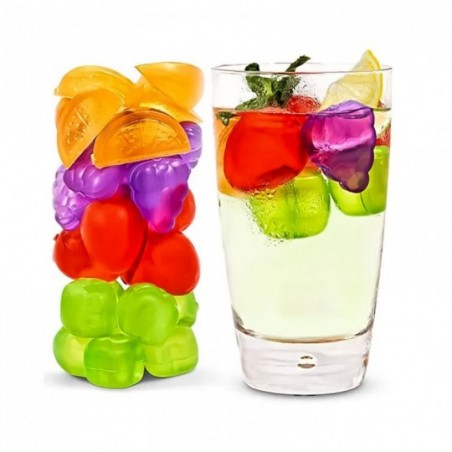 Kit 10 Cubos De Gelo Artificiais Coloridos Formato de Frutas e Sorvetes