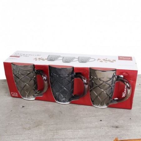Conjunto De Xícaras Texturizada Artemis 3 Peças 240ml