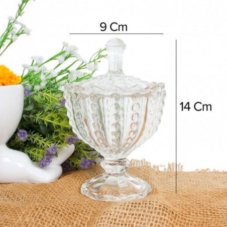 Bomboniere De Vidro Texturizada Com Tampa Vitta 150ml