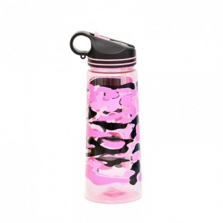 Garrafa De Plástico Squeeze 650ml Camuflada Com Canudo