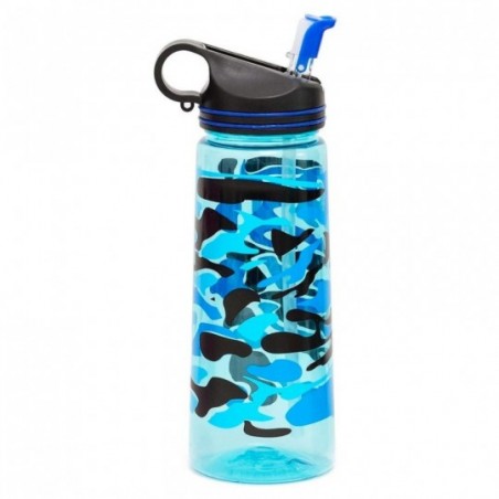 Garrafa De Plástico Squeeze 650ml Camuflada Com Canudo