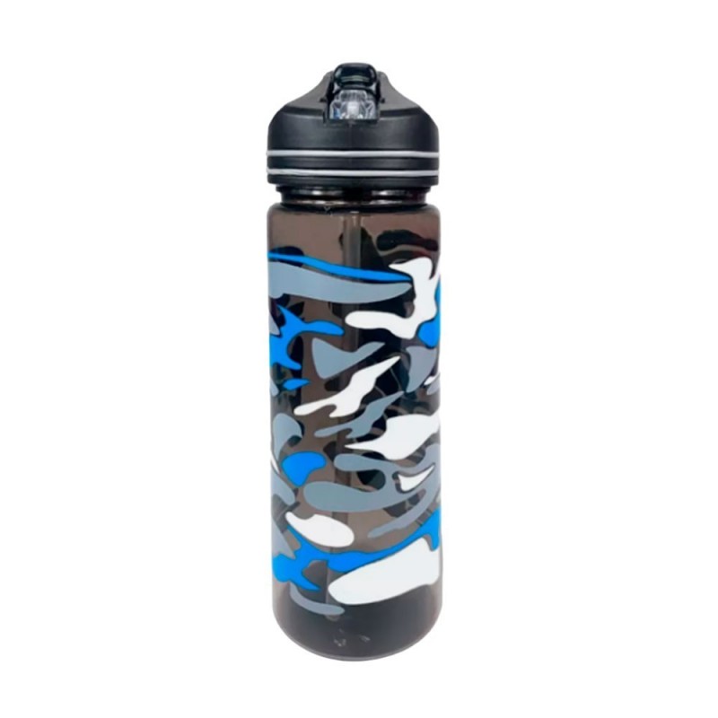 Garrafa De Plástico Squeeze 650ml Camuflada Com Canudo