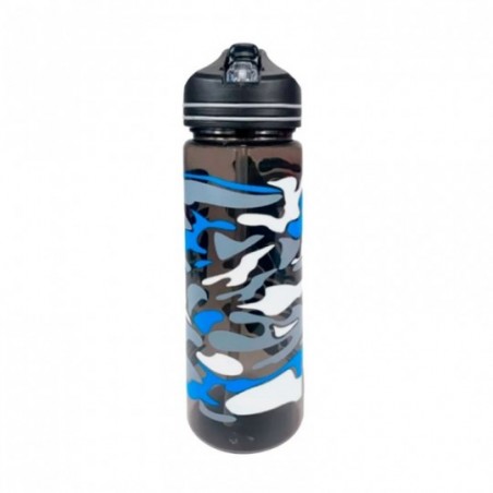 Garrafa De Plástico Squeeze 650ml Camuflada Com Canudo